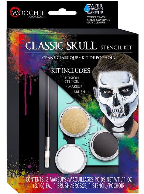 Classic Skull Stencil and Makeup Kit | Skeleton Halloween Face Paint