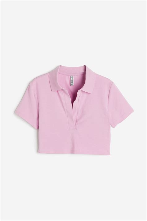 Women's Light pink Collared cropped top | H&M IN
