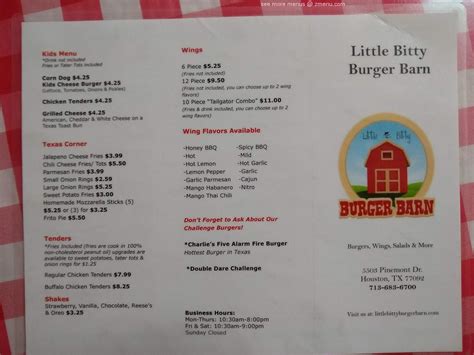 Online Menu of Little Bitty Burger Barn Restaurant, Houston, Texas ...