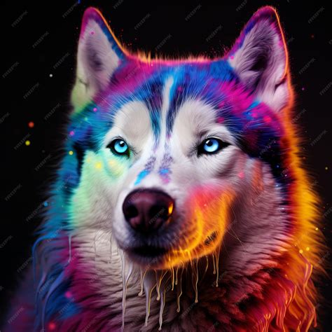 Premium Photo | Husky with Colorful Fur