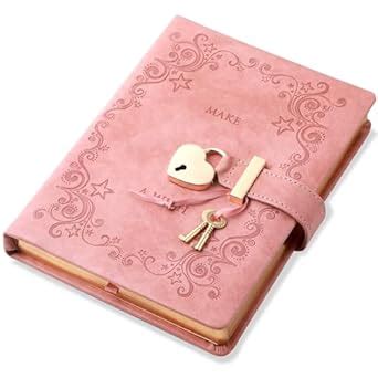 CAGIE Diary with Lock for Girls Heart Shaped Lock Diary with 2 Keys ...
