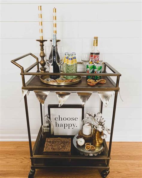 Living Room with Glam Bar Cart Decor - Soul & Lane