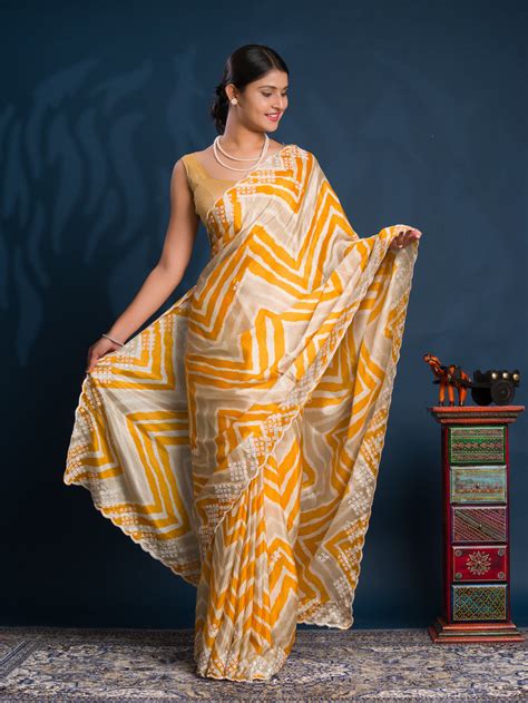 KcPc New Arrival Crepe Silk Zig zag Style With Kashida Tari Work Saree ...