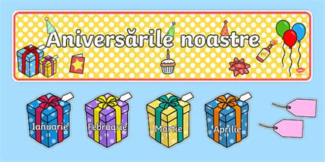 Zilele de naștere cu tema „cadouri” - Pachet cu materiale editabile