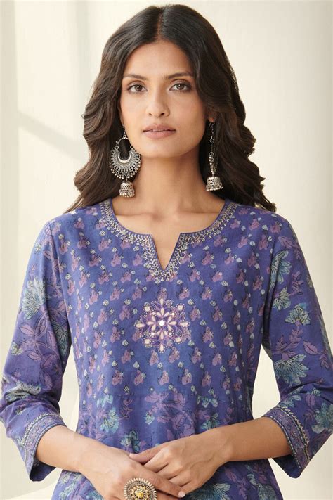 Buy Akola Hand Block Printed Straight Cotton Kurta for Women | FGMK23 ...