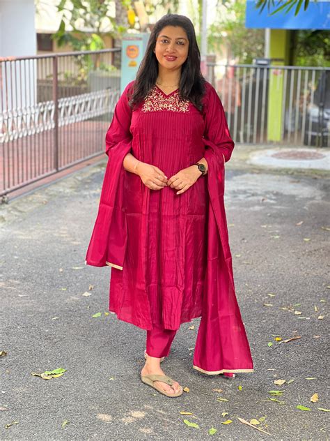 Hand Work Detailed Semi Silk Kurta Set | SLM129 – Aham Designer Boutique