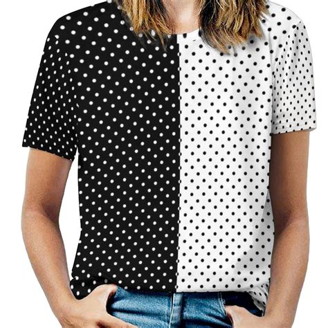 Black Polka Dots T-Shirt O Neck Polka Dot Circles Art Over T-Shirts ...