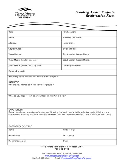Fillable Online Scouting Award Project Registration Form-dv Fax Email ...