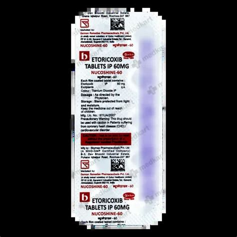 ETOSHINE 60MG TABLET 10'S Price, Uses, Side Effects & Substitutes | Medkart