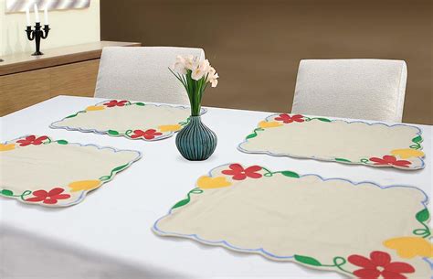 Buy Cotton Candy - Place Mats for Dining Table / 4 Table Mats - Ivory ...
