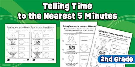 2nd Grade Telling Time to the Nearest 5 Minutes Exit Ticket