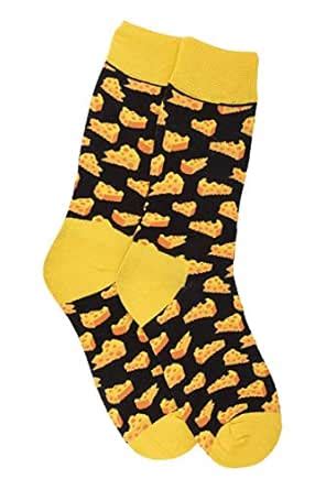 Buy The Tie Hub Men's Yellow and Black Cheese Print Bright Crew Socks ...