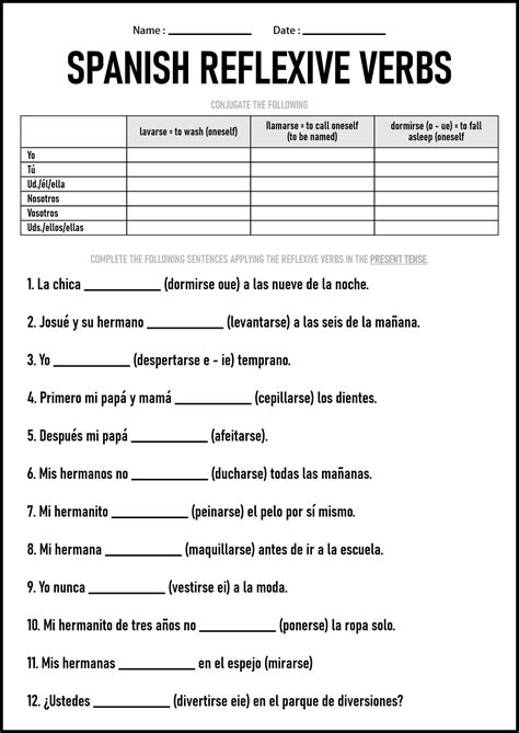 19 Reflexive Verbs In Spanish Worksheet - Free PDF at worksheeto.com