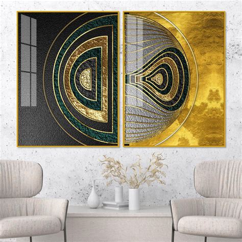 Luxurious Circular Pattern Acrylic Floating Wall Painting Set of 2 ...