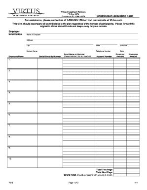 Virtus Contribution Allocation Form - Blank Fillable Template | Fill ...