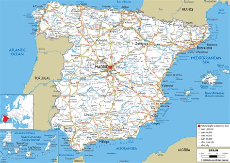 Large detailed road map of Spain with all cities and airports | Vidiani.com | Maps of all ...