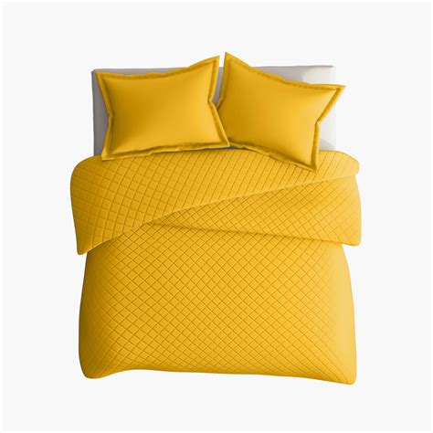 Buy PORTICO Shades Yellow Textured Cotton Double Bed Cover - 220x240cm ...