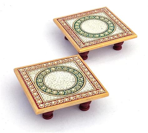 Floral Art Design Marble Pooja Chowki for God | Handcrafted Marble ...