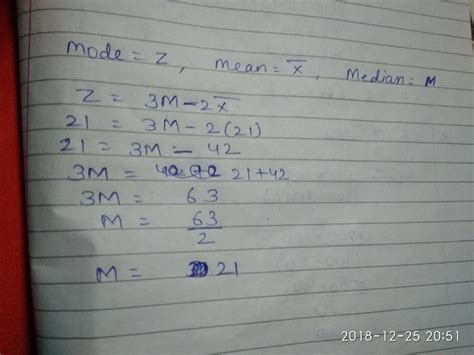 mean and mode of the given data is 21 each respectively.find the median ...