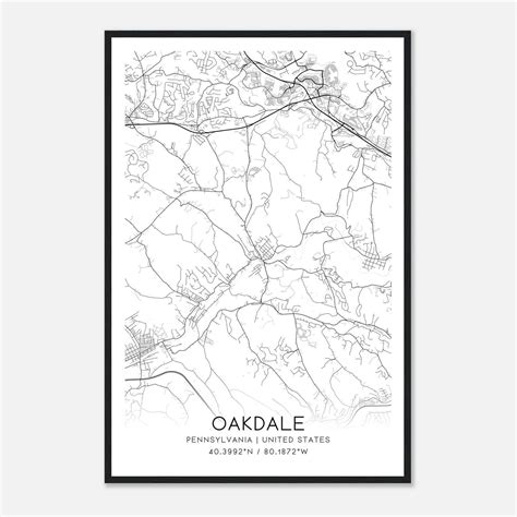 Oakdale Pennsylvania Map Poster, Modern Home Decor Wall Art Print ...