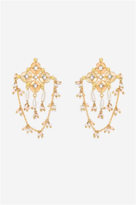 Buy White Stone Studded Pearl Hanging Dangler Earrings @ 1399 | W for ...