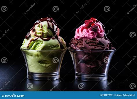 Two bowls of ice cream stock illustration. Illustration of gelato ...