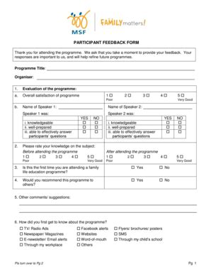 Fillable Online Participant Feedback Form in English Fax Email Print ...