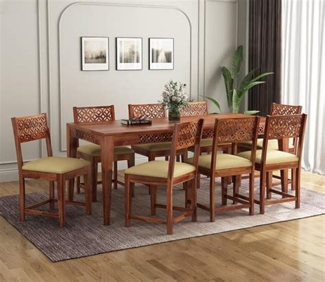 Varsha Furniture Solid Wood 8 Seater Dining Set for Dining Room ...