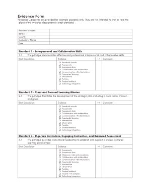 Educator Evidence Form - Blank Fillable Template | Fill Out, Print ...