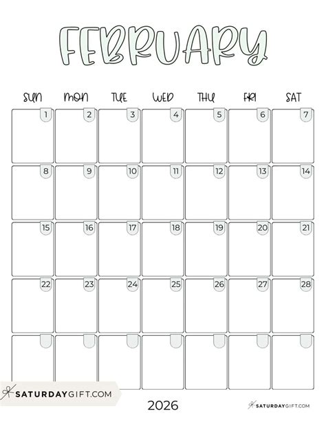 Calendar February Printable