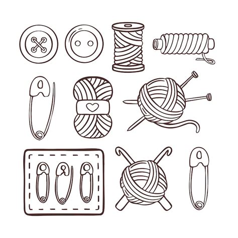 Symbole do szycia na drutach zestaw wektor robótki wykonane ręcznie ...