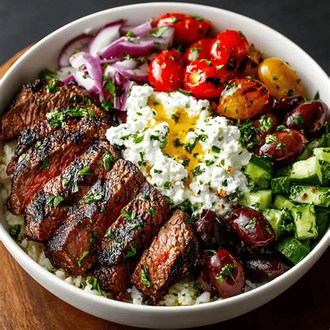 easy mediterranean steak bowl