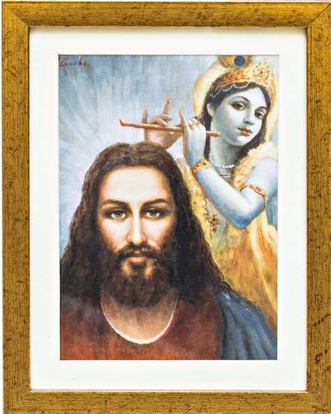 Jesus Christ & Shri Krishna Gold Framed Color Photo – Blissful Yogi