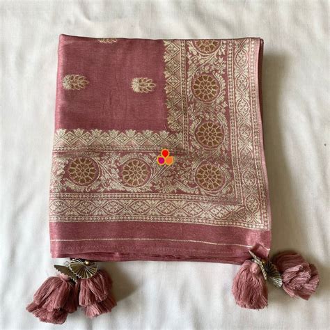 Ruby Blush Pink Banarasi Silk Dupatta – anokherang
