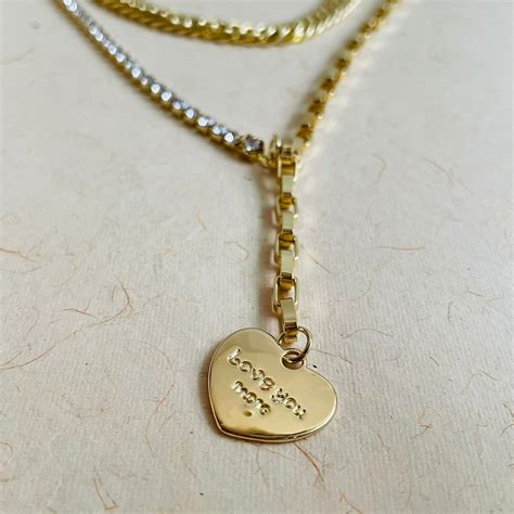 Salve ‘Love You More’ Heart Charm Gold Multi-Layered Necklace