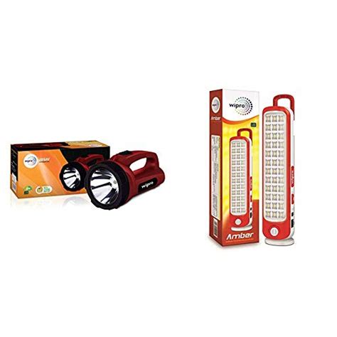 Buy wipro Emerald Rechargeable Emergency Light (Red) & Amber ...