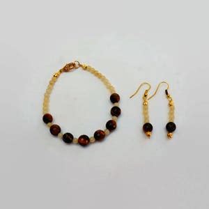 Buy Tiger Eye Yellow Jade Necklace Set,yellow Jade Necklace Set, Brown ...
