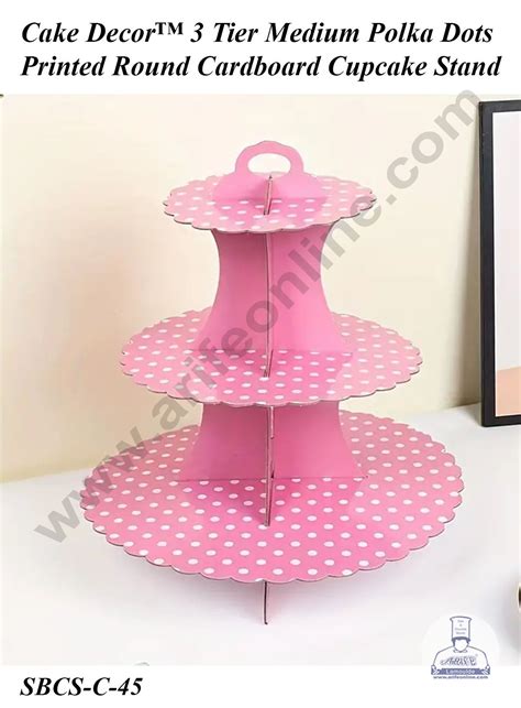 Cake Decor™ 3 Tier Medium Polka Dots Printed Round Cardboard Cupcake S ...