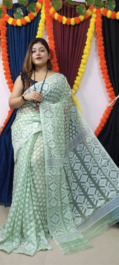 Woven Soft Dhakai Jamdani Saree Cotton Silk – Rebistore