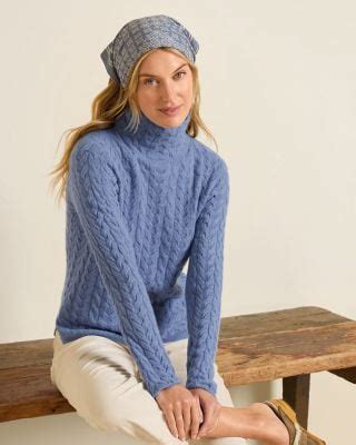 Cashmere Cabled T-Neck | Garnet Hill