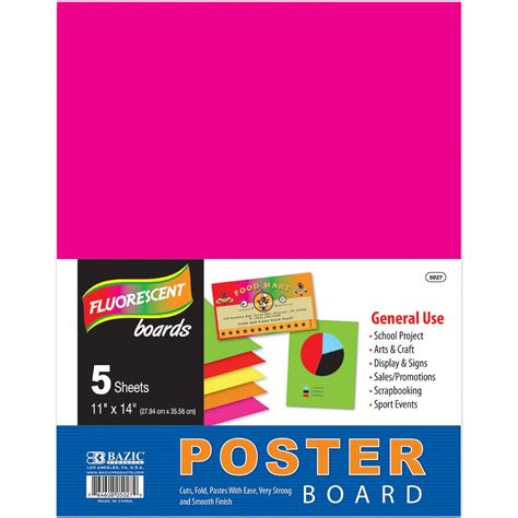 BAZIC 11" X 14" Multi Color Fluorescent Poster Board (5/Pack) (Case of ...
