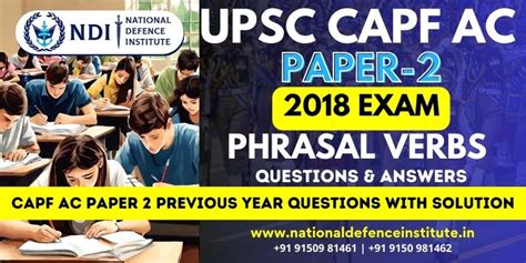 UPSC CAPF AC 2018 Paper 02 Phrasal Verbs with Answers