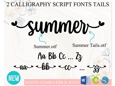 Summer Font with Tails | Cursive font Calligraphy font Scrip | Inspire ...