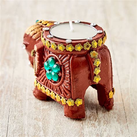 Buy Utsav Set of 2 Clay Embellished Elephant Diyas from Home Centre at ...