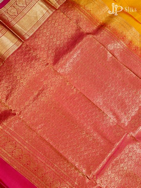 Dual Shade Orange–Yellow & Rani Pink Pure Silk Mix Saree - G327 – JP Silks