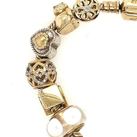 Pandora 14k Gold Charm Bracelet with 10 Charms For Sale at 1stDibs