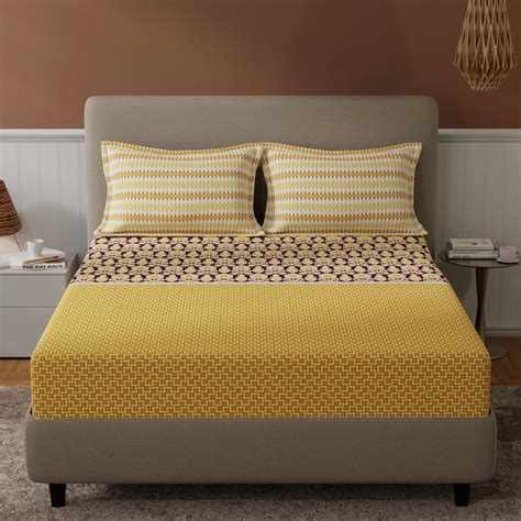 Buy BICHAUNA Amelia 120TC Ethnic Printed 3Pcs Queen Bedsheet Set from ...