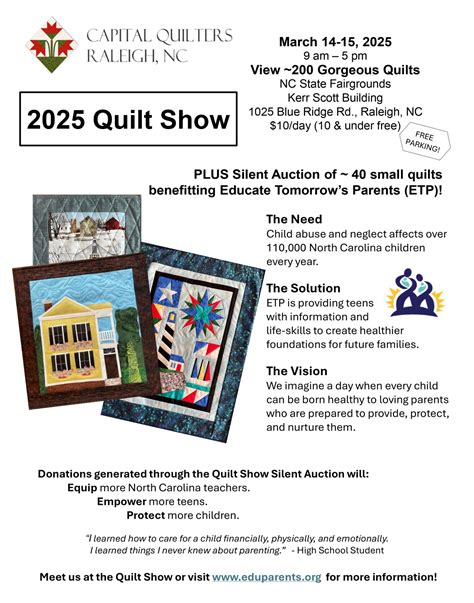 Meet us at the 2025 Quilt Show - Educate Tomorrow's Parents