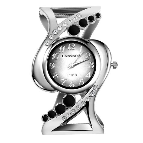 Weicam Women Luxury Crystal Cuff Bracelet Round Dial Analog Quartz ...