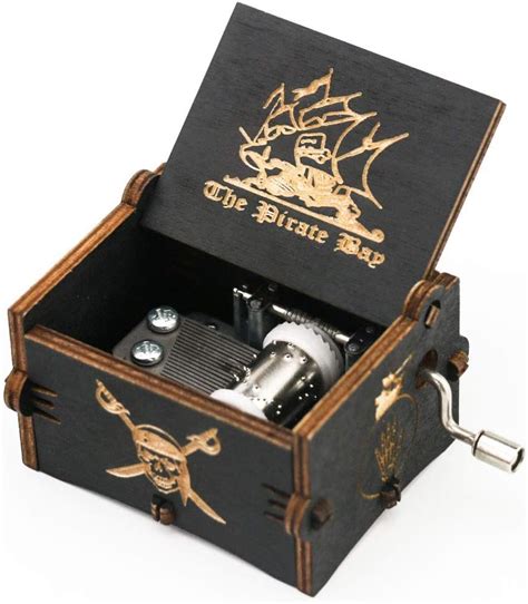 Buy Pirates of The Caribbean Music Box Hand Crank Carved Wooden Musical ...